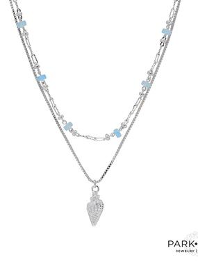 Park Lane SHELLIE 2 in 1 Necklace, Blue Beads+Shell Charm, Coastal Vibes, NWT